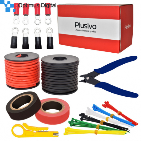 Plusivo 12AWG Hook up Wire Kit - 600V Tinned Stranded Silicone Wire of 2 Different Colors x 8m