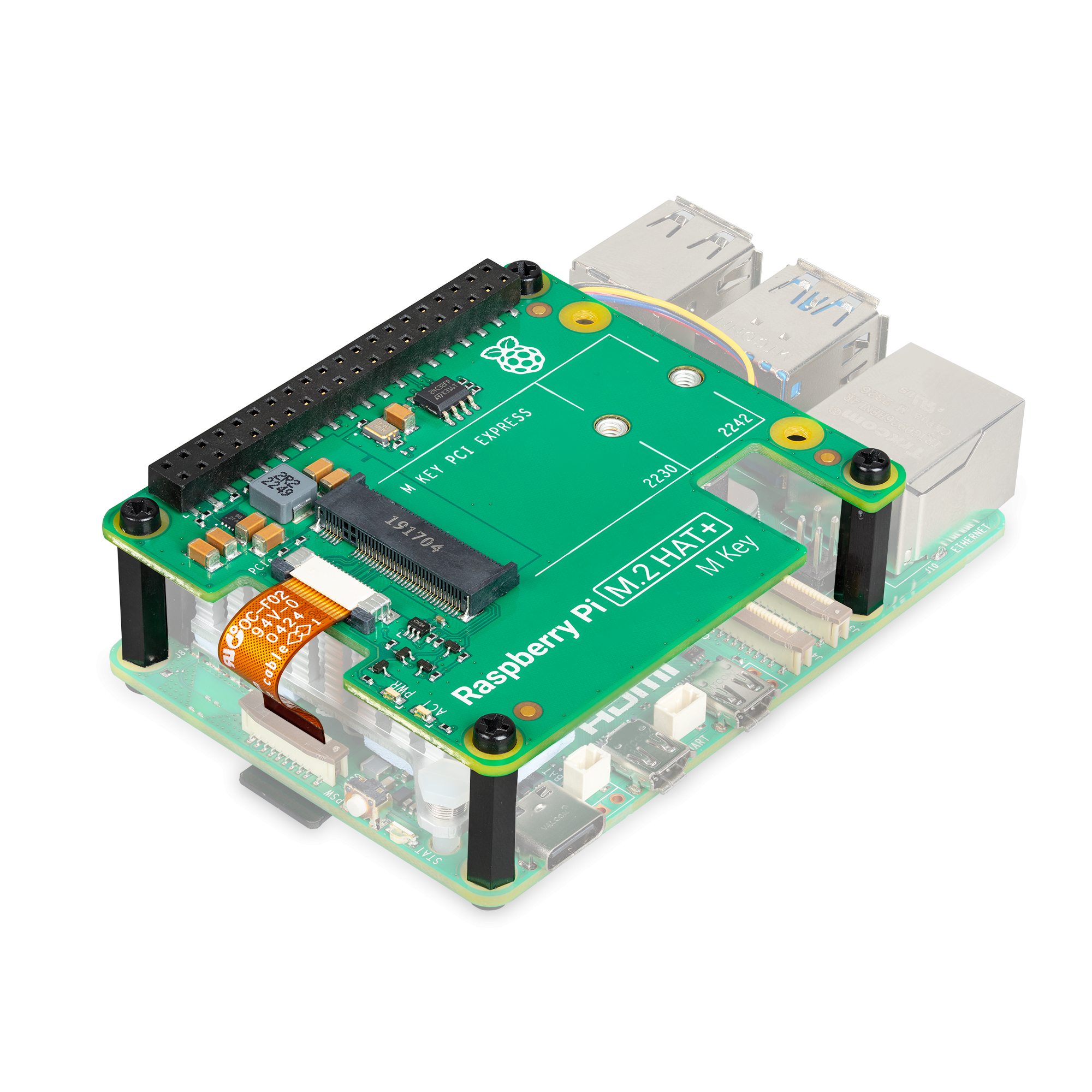Raspberry Pi 5 4GB 冷却ファンとM.2 Hat付き M.2 HAT for Raspberry Pi 5