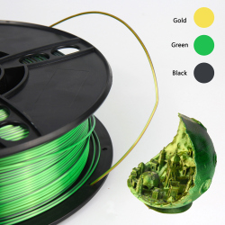 1.75 mm, 1 kg PLA Silk Three Colors Filament for 3D Printer - Gold/Green/Black