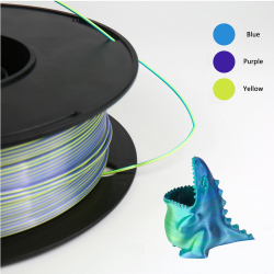 Filament Silk Gloss pentru Imprimanta 3D 1.75 mm PLA 1 kg - Tricolor Albastru, Mov si Galben