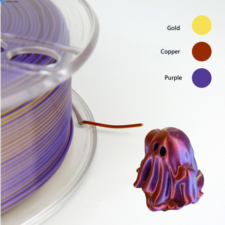 1.75 mm, 1 kg PLA Silk Three Colors Filament for 3D Printer - Gold/Copper/Purple