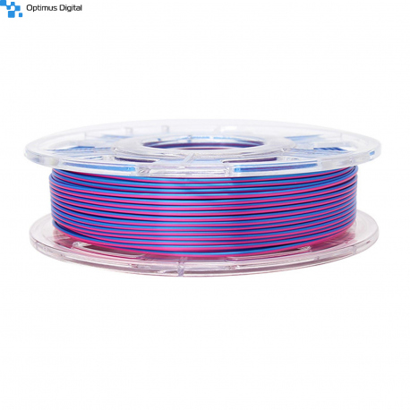 1.75 mm, 1 kg PLA Silk Two Colors Filament for 3D Printer - Blue & Rose Red