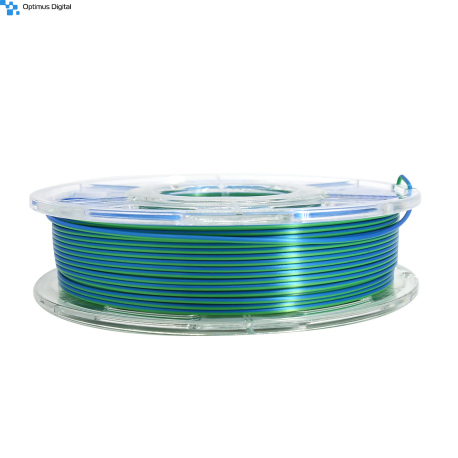 1.75 mm, 1 kg PLA Silk Two Colors Filament for 3D Printer - Blue & Green