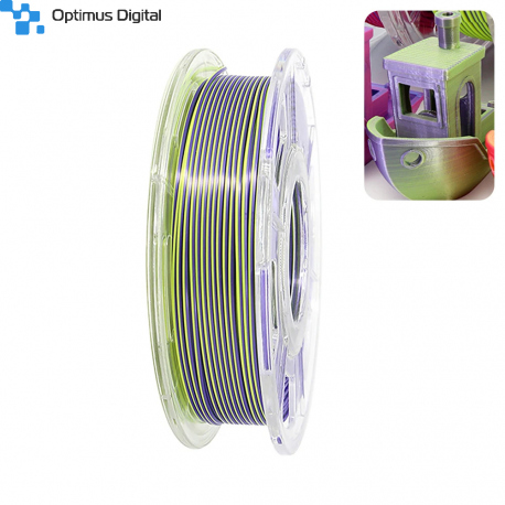 1.75 mm, 1 kg PLA Silk Two Colors Filament for 3D Printer - Purple & Yellow