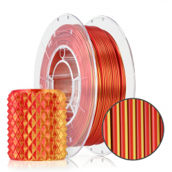 Filament Silk Gloss pentru Imprimanta 3D 1.75 mm PLA 1 kg - Bicolor Rosu si Auriu