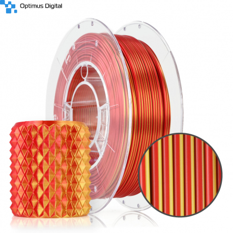 1.75 mm, 1 kg PLA Silk Two Colors Filament for 3D Printer - Gold & Red