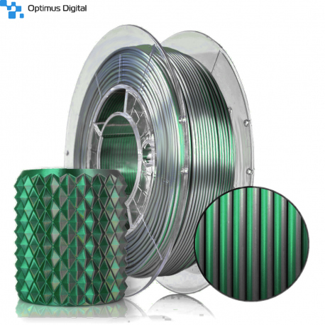 1.75 mm, 1 kg PLA Silk Two Colors Filament for 3D Printer - Silver & Green