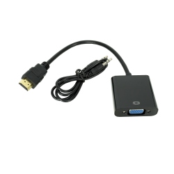 Black HD to VGA Compatible Converter with Audio Support